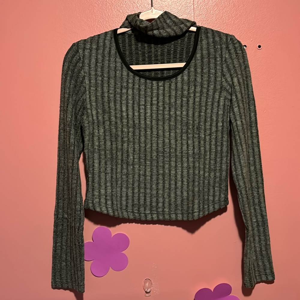 open neck long sleeve sweater
